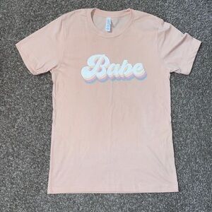 Baby pink / peach 'Babe' Flirty Graphic T-Shirt size Small/medium New.
